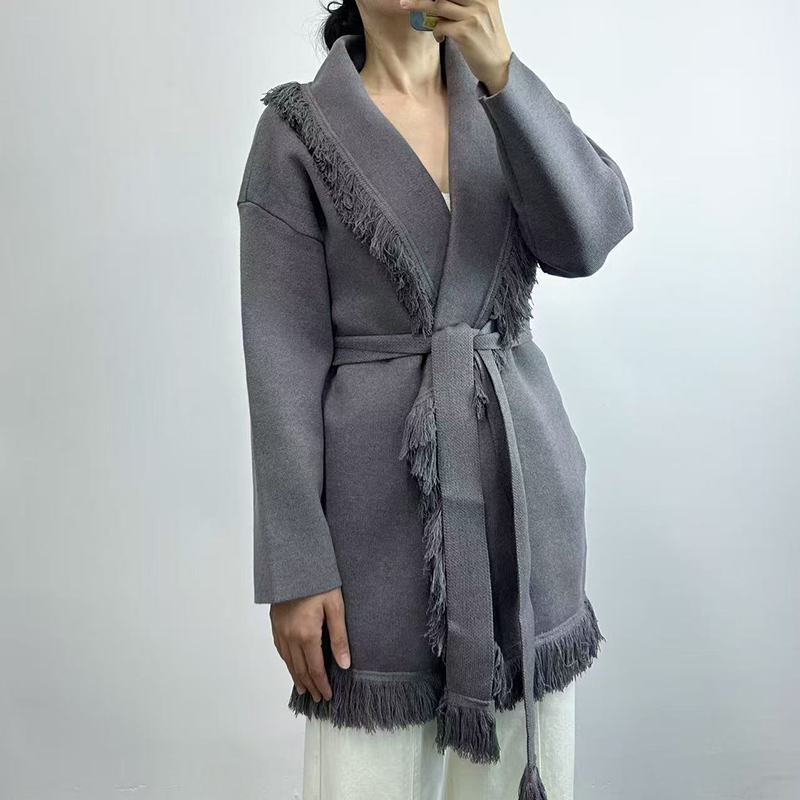 Cardigan long en tricot de lai - Wool Coat Peacoat avis et prix