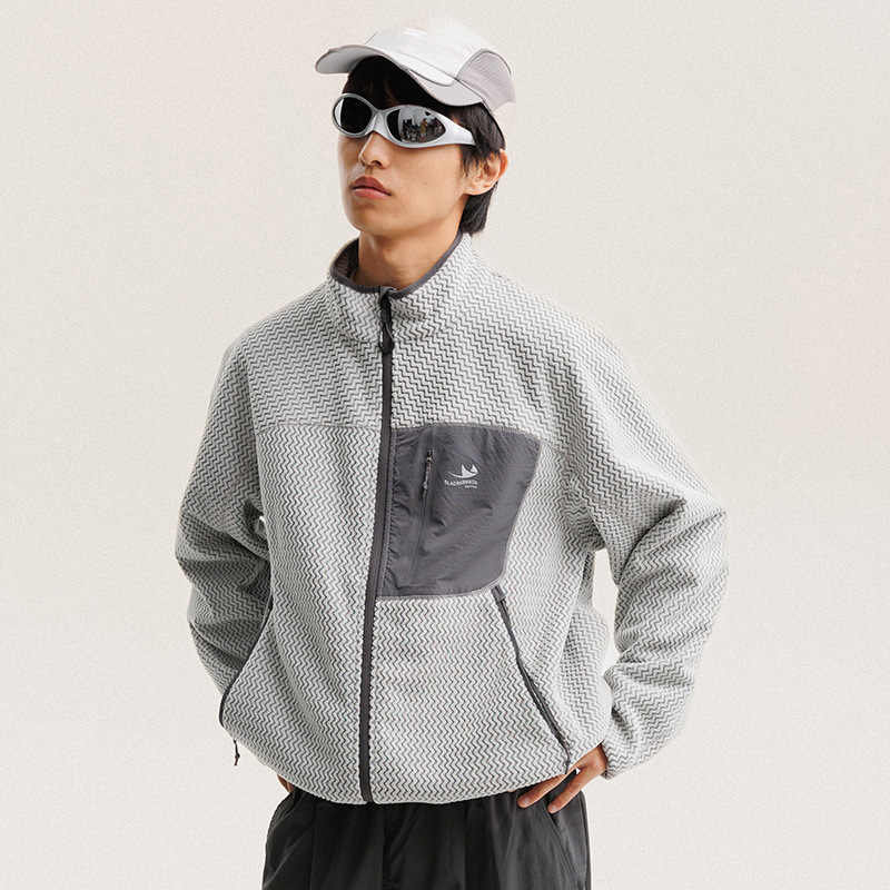 Veste polaire à rayures ondulé - Wool Coat Peacoat avis et prix